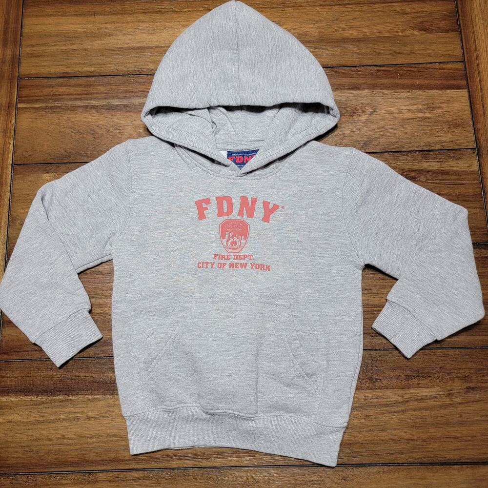 Officially Licensed FDNY Kids LS Grey Pullover Hoodie FDNY - Size Small (6/8)